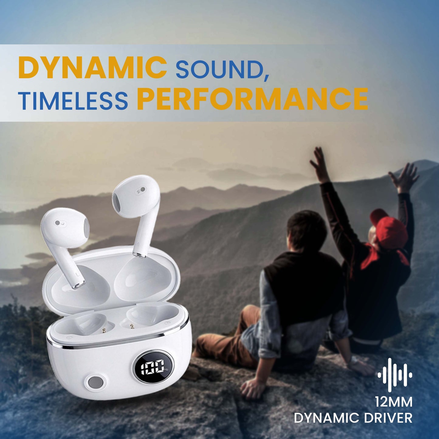 MK-910 TWS Earbuds with 50H Playtime, LED Battery Display & Fast Pairing