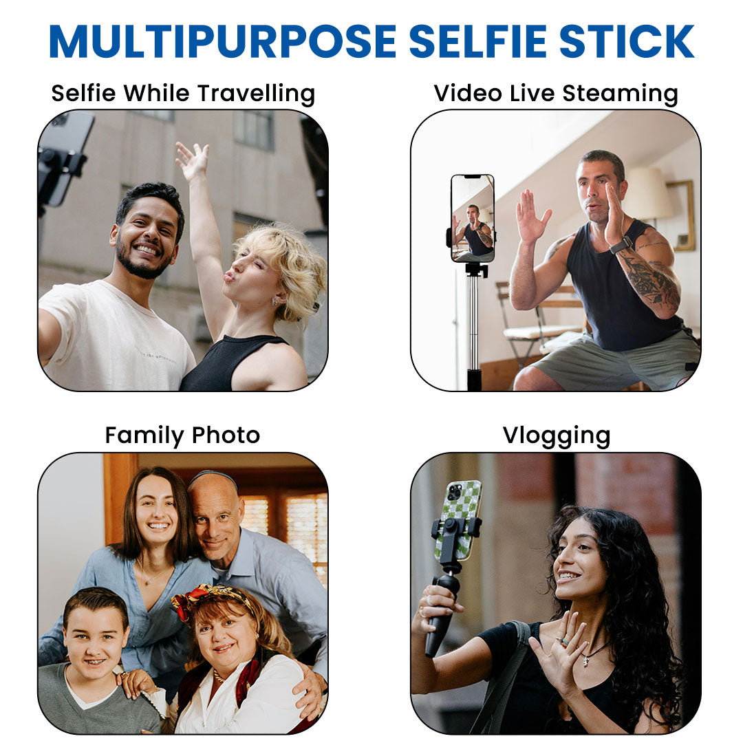 MK-R1 Bluetooth Extendable Selfie Stick with Wireless Remote and Tripod (700mm Extendable)