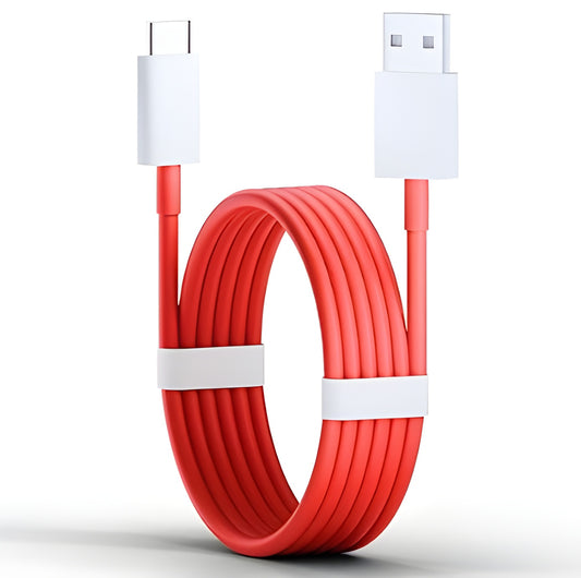 80W USB-A to Type-C Cable in Red – Fast Charging & High-Speed Data Transfer, Durable Nylon Braided Cord, Compatible with Smartphones, Tablets, Laptops, Quick Charge, Safe & Reliable”
