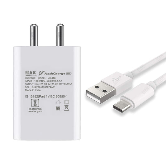 44W Flash Charger With Cable Adapter USB Fast Charging Compatible for Vivo Devices