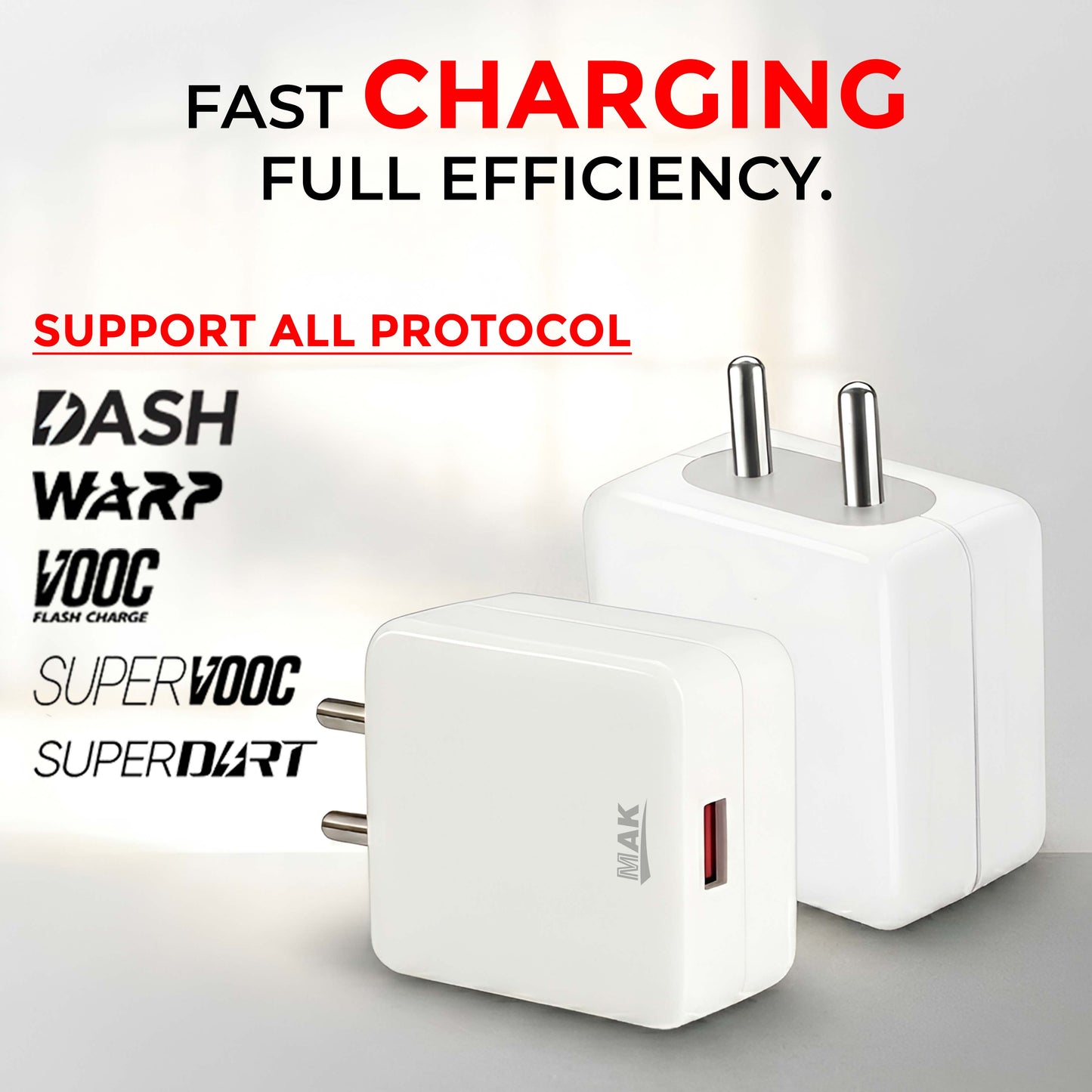 MK-482 SuperVOOC 80W Adapter with Type-C Cable - Compatible for Oneplus/ Realme /Oppo Devices & more (White)