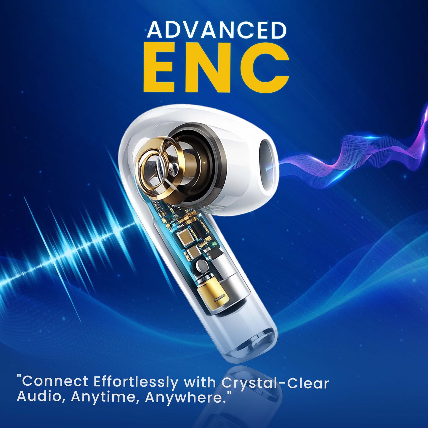 MK-910 TWS Earbuds with 50H Playtime, LED Battery Display & Fast Pairing