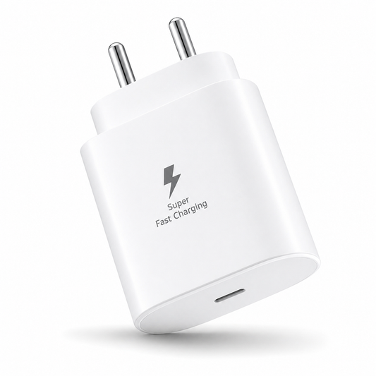 MK-416 USB-C 25W Fast Charging PD Adapter - Compatible with Samsung & other Devices (White)