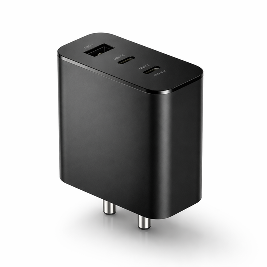 MK-465 GaN 65W Triple Port Charging Adapter - USB C1 65W, USB C2 45W, USB A 18W (Black)