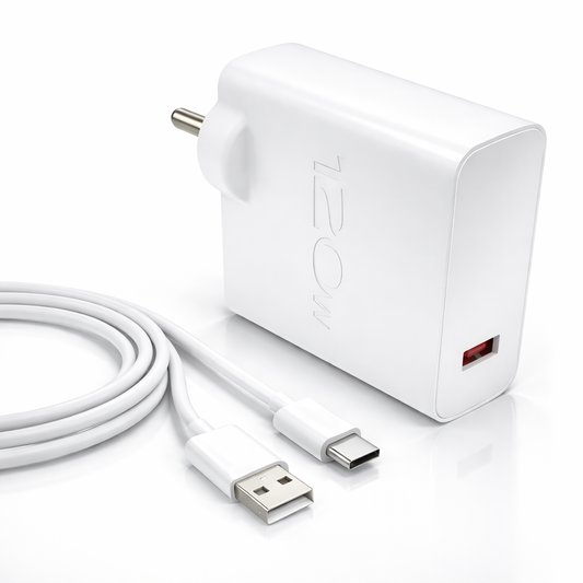 MK-450 USB Flash Charger 120W with USB-A to Type-C Data Cable | Compatible with VIVO, iQOO, Oppo & More