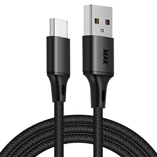 USB to Type C Fast Charging Cable, Black Braided Nylon Data Cable, Durable High-Speed Sync & Charging Cord for Android Smartphones, Tablets, Power Banks & Type-C Devices