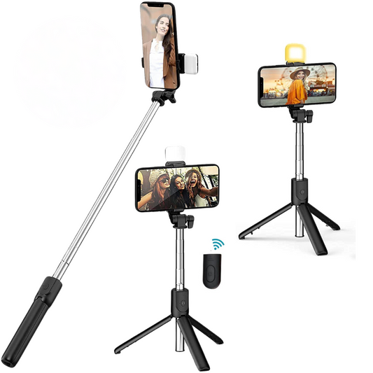 MK-R1s Bluetooth Extendable Selfie Stick with Wireless Remote and Tripod (700mm Extendable)