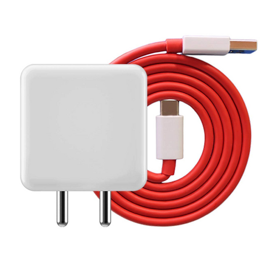 65w Charger With Red Cable Warp/Dash/SUPERVOOC USB Charger Compatible for Oneplus Devices