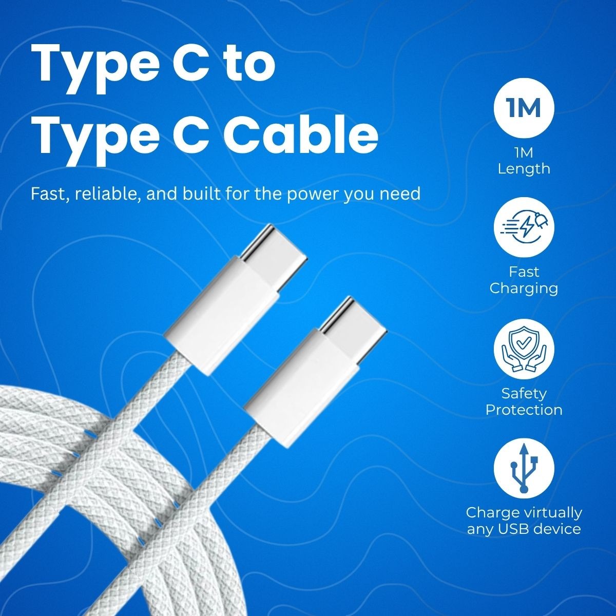 MK-586 Braided 60W PD Fast Charging Type C to Type C Cable for Iphones & Androids