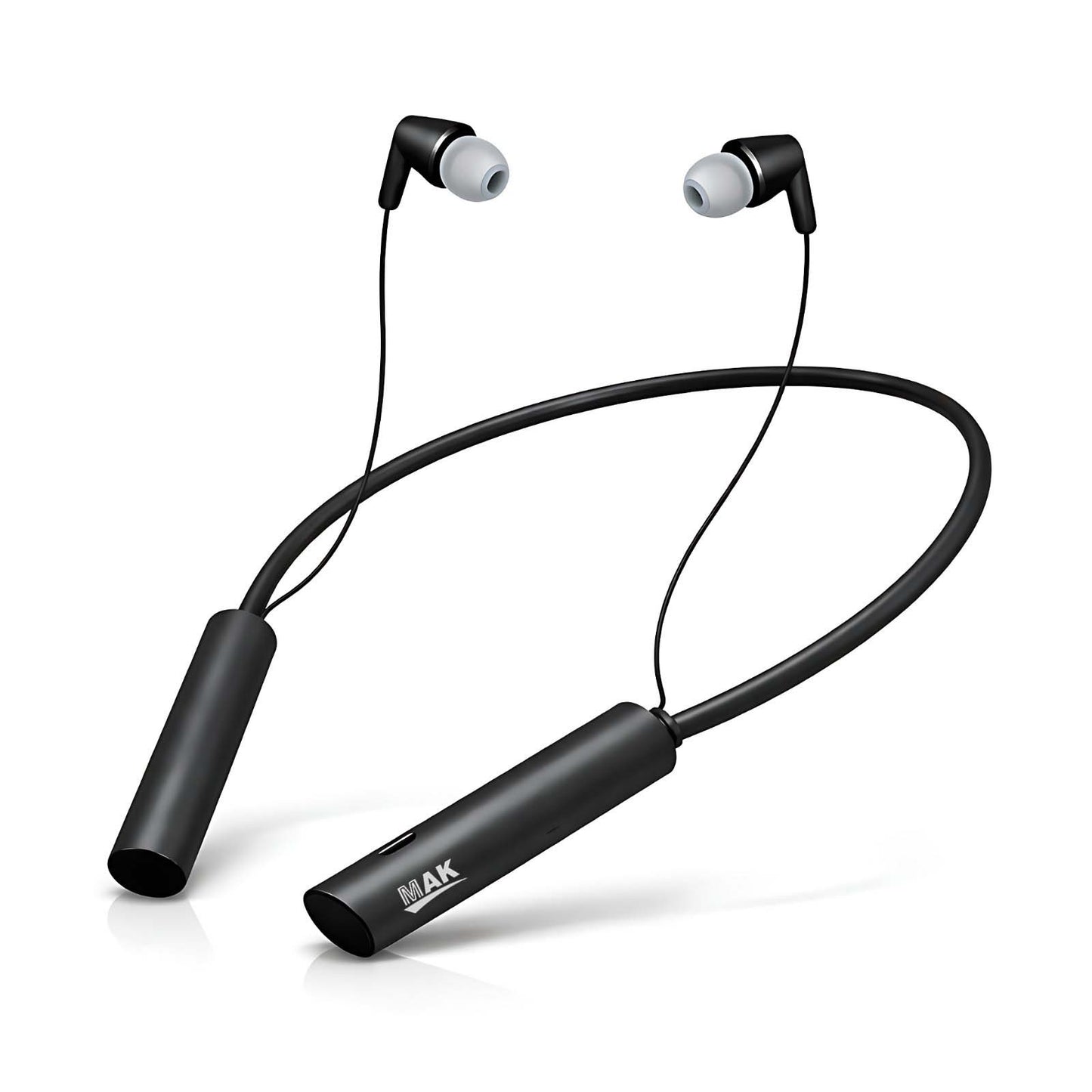 MK-709 Wireless Neckband with 52H Battery Backup, HD Audio & ENC (Black)