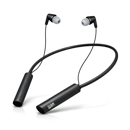 MK-709 Wireless Neckband with 52H Battery Backup, HD Audio & ENC (Black)