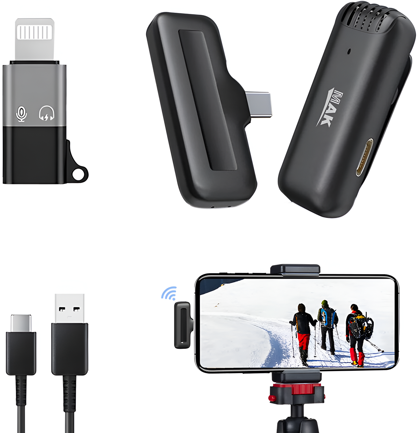 MK-14 Single Wireless Lavalier Mic with 3-Level ANC for Vlogging, & Recording