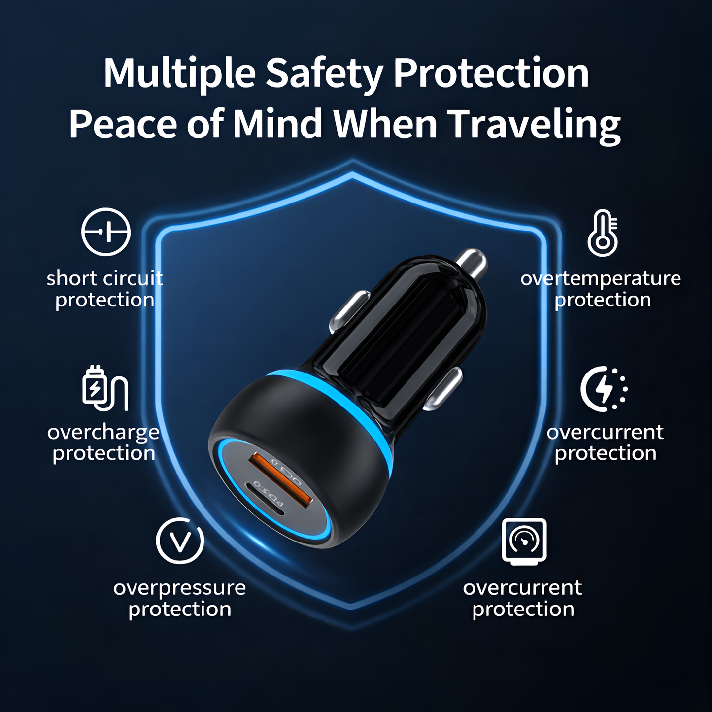 MK-861 Dual Port 80W Fast Charging Car Charger with QC PD Charging