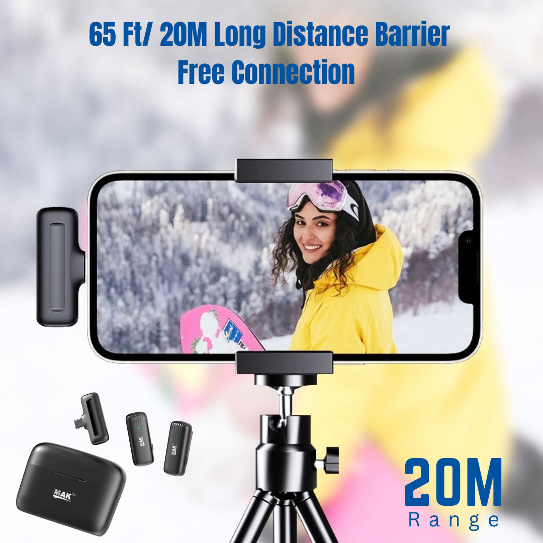 Wireless Lavalier Microphone with Charging Case – Noise Reduction Modes Collar Mic for Video Recording, YouTube, Facebook, Live Streaming, Vlogging, Interviews & Online Teaching