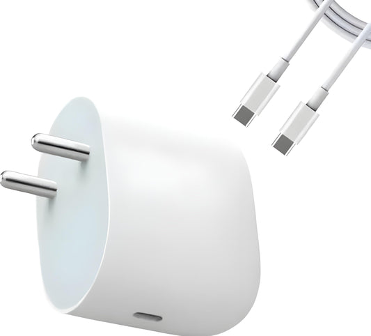 45W Quick Charge 3.1A Wall Charger with Detachable Type C to Type C Cable, Fast Charging Adapter Compatible with Android Smartphones, iPhone 15/16 Series, Tablets, Laptops, and Other USB-C Devices