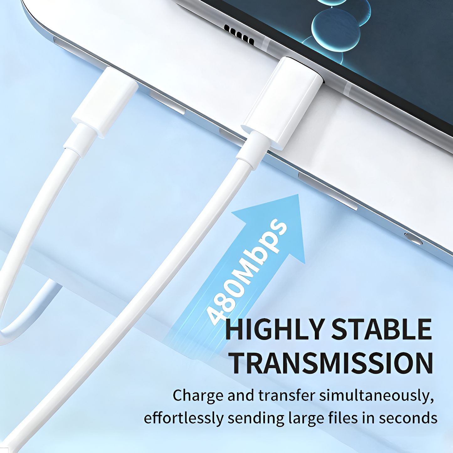 MK-566 Type-C to Lightning Cable with Ultra-Fast Charging & Data Sync for iOS Devices