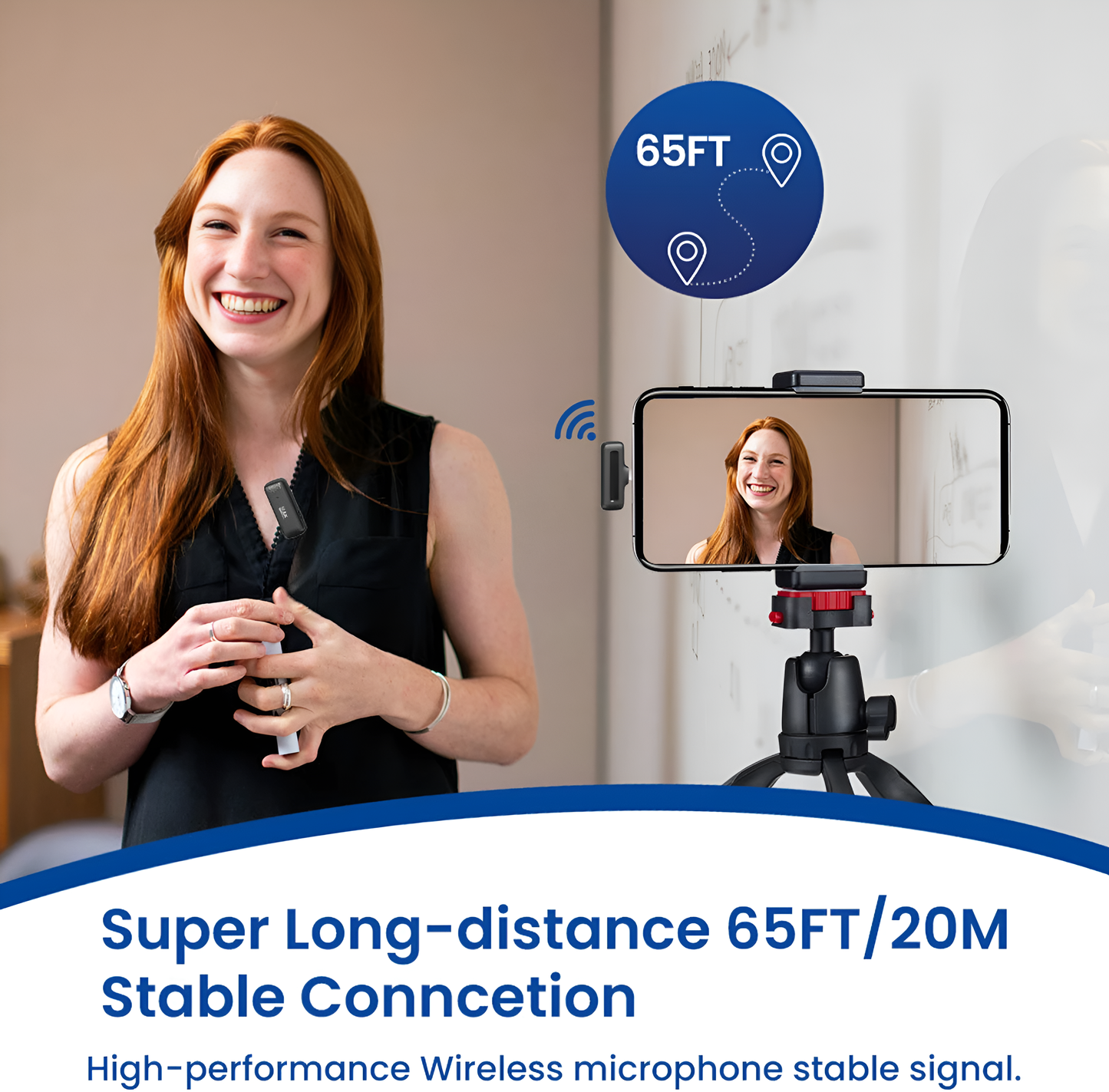 MK-14 Single Wireless Lavalier Mic with 3-Level ANC for Vlogging, & Recording
