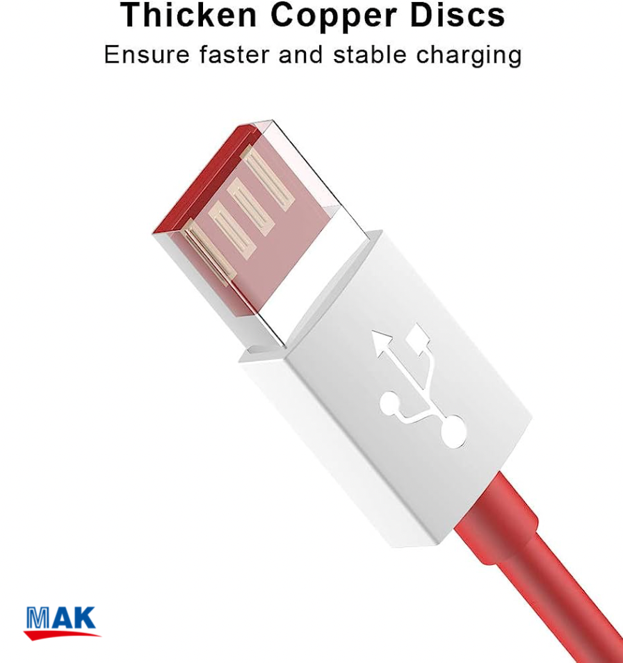 65W Fast Charging Cable USB to Type-C Charge Compatible with Oneplus & Other Devices (Red)