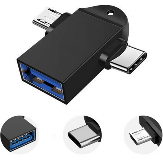 2 in 1 OTG Adapter Micro USB+USB Type C to USB 3.0 Female Connector