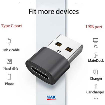 Mini USB C Adapter, Type C Female to USB A Male Charger Charging Cable Adapter Converter