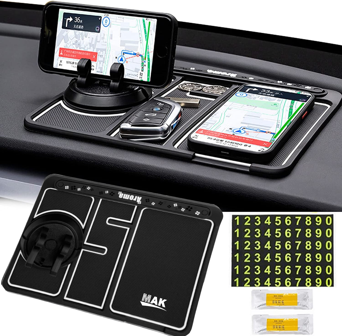 Anti-Slip Car Dashboard Mat & Mobile Phone Holder Mount with Car Perfume