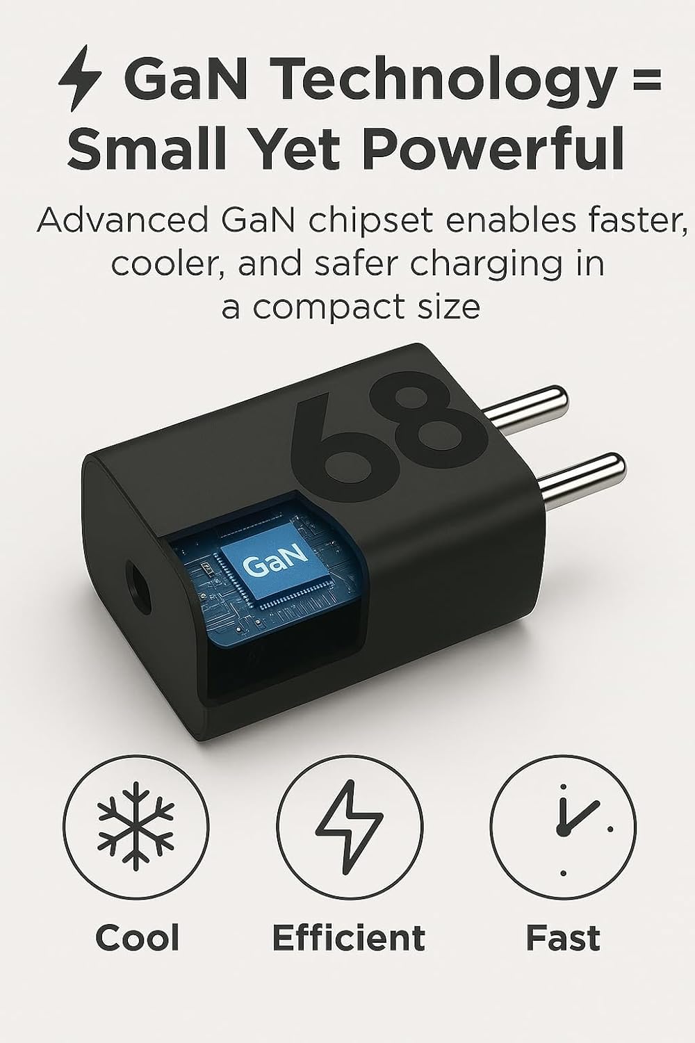 68W USB-C Turbo Power Charger, Super Fast Wall Adapter Compatible with Moto Edge 30/40/50 Series, Moto G82/G84/G45 and USB-C Smartphones & Tablets, High-Speed Safe Charging (Black).