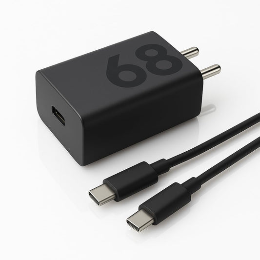 68W Fast TurboPower Type C Charger with Included Type C to C Cable Black-For Motorola
