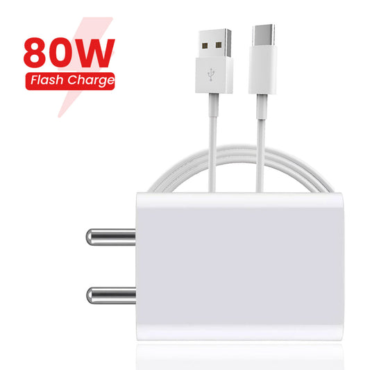 80W Fast Charging Dock Adapter, Compatible with Vivo V29, V29 Pro, X80 Pro 5G, T3 Pro, V28, X90 Pro Plus 5G, S17, S17 Pro, Y77 5G, X80 5G, T4, and X Note 5G. White (with Cable)
