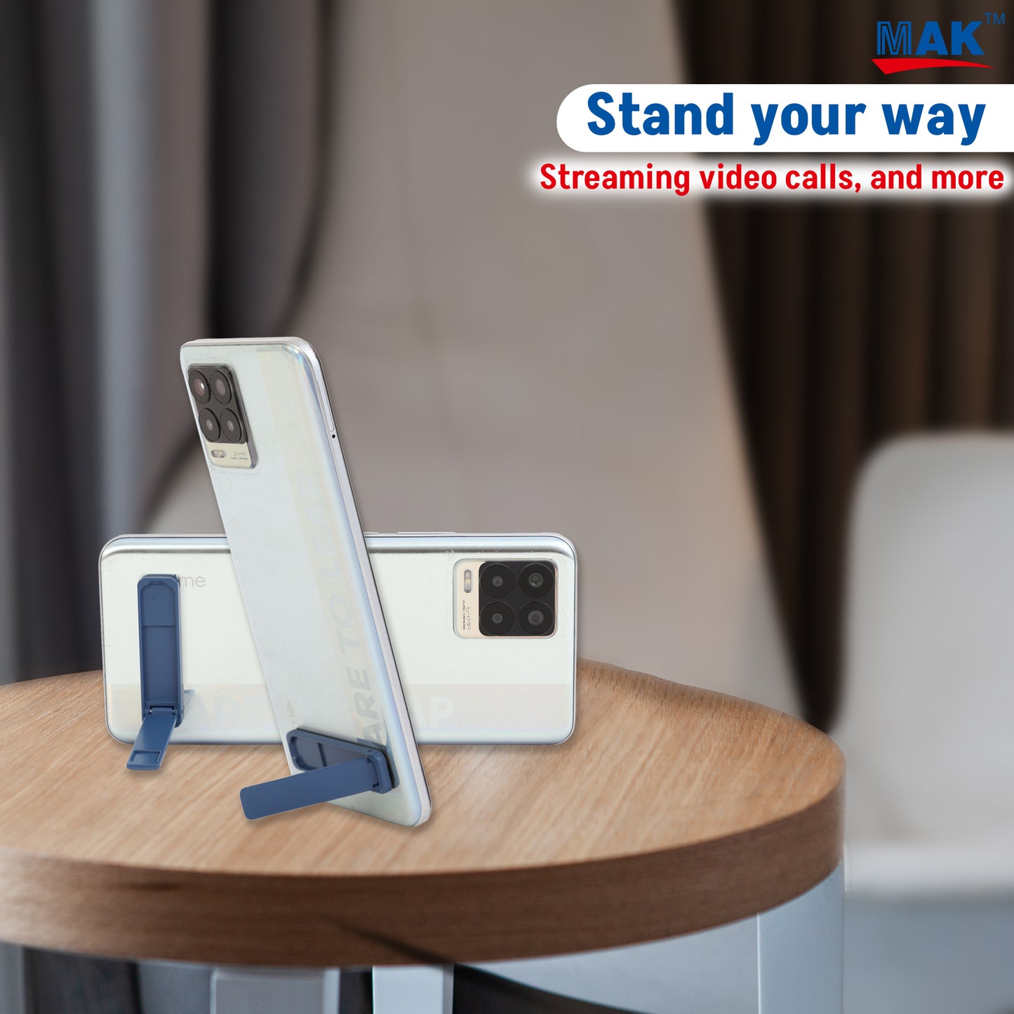 Phone Kickstand, Vertical and Horizontal Stand, Adjustable Angle (Blue)