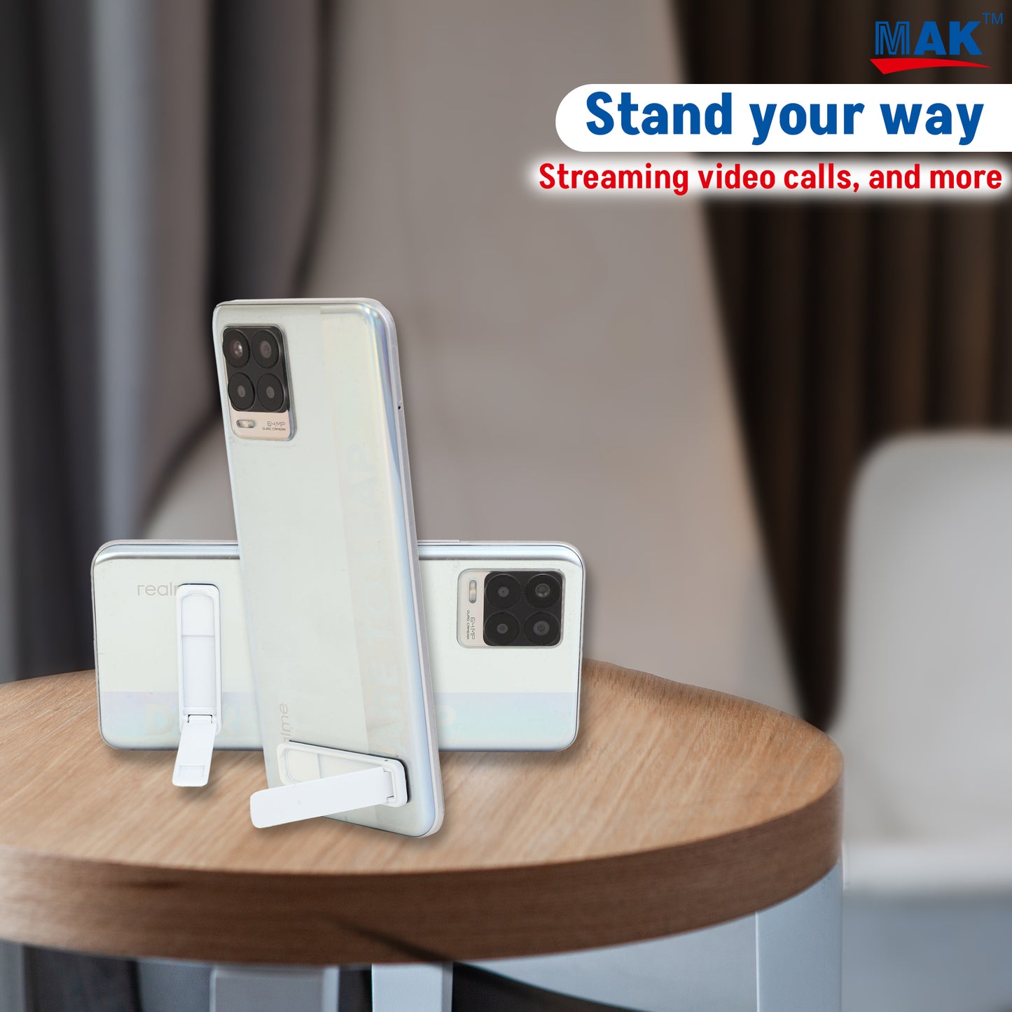 Phone Kickstand, Vertical and Horizontal Stand, Adjustable Angle (White)