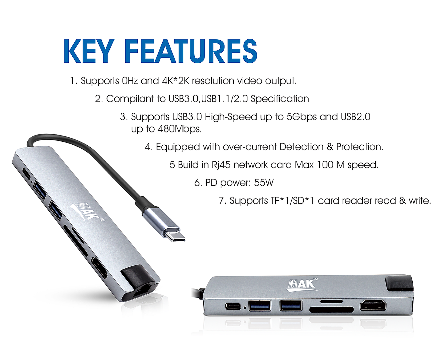 7 in 1 USB C Hub Multiport Adapter