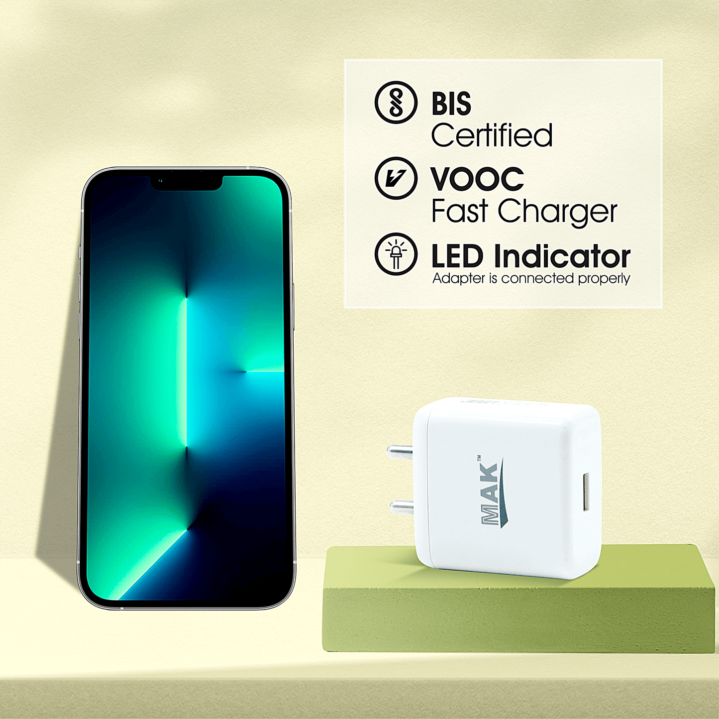 VOOC 35W Power Adapter Charger Fast Charging for Oppo Devices (White)