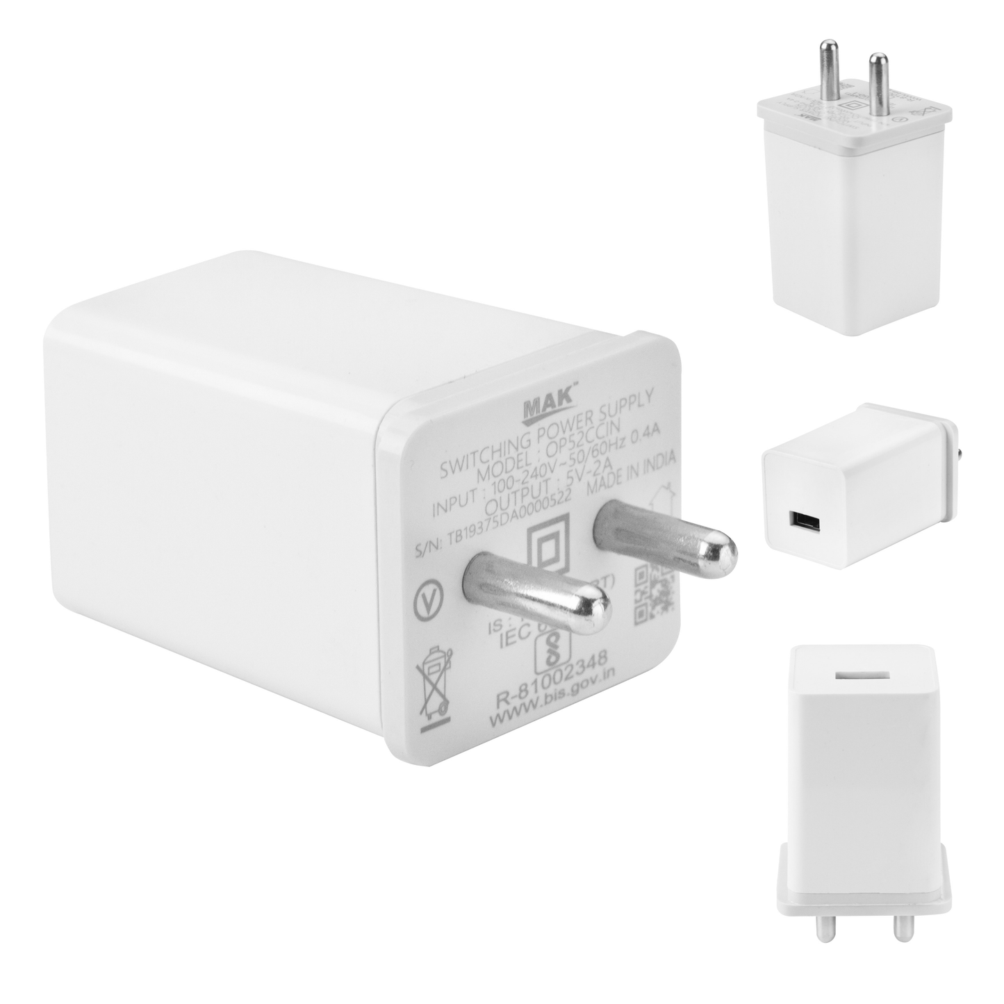 2.4A Fast Charger with Micro USB Data Cable Compatible Oppo & Other Devices