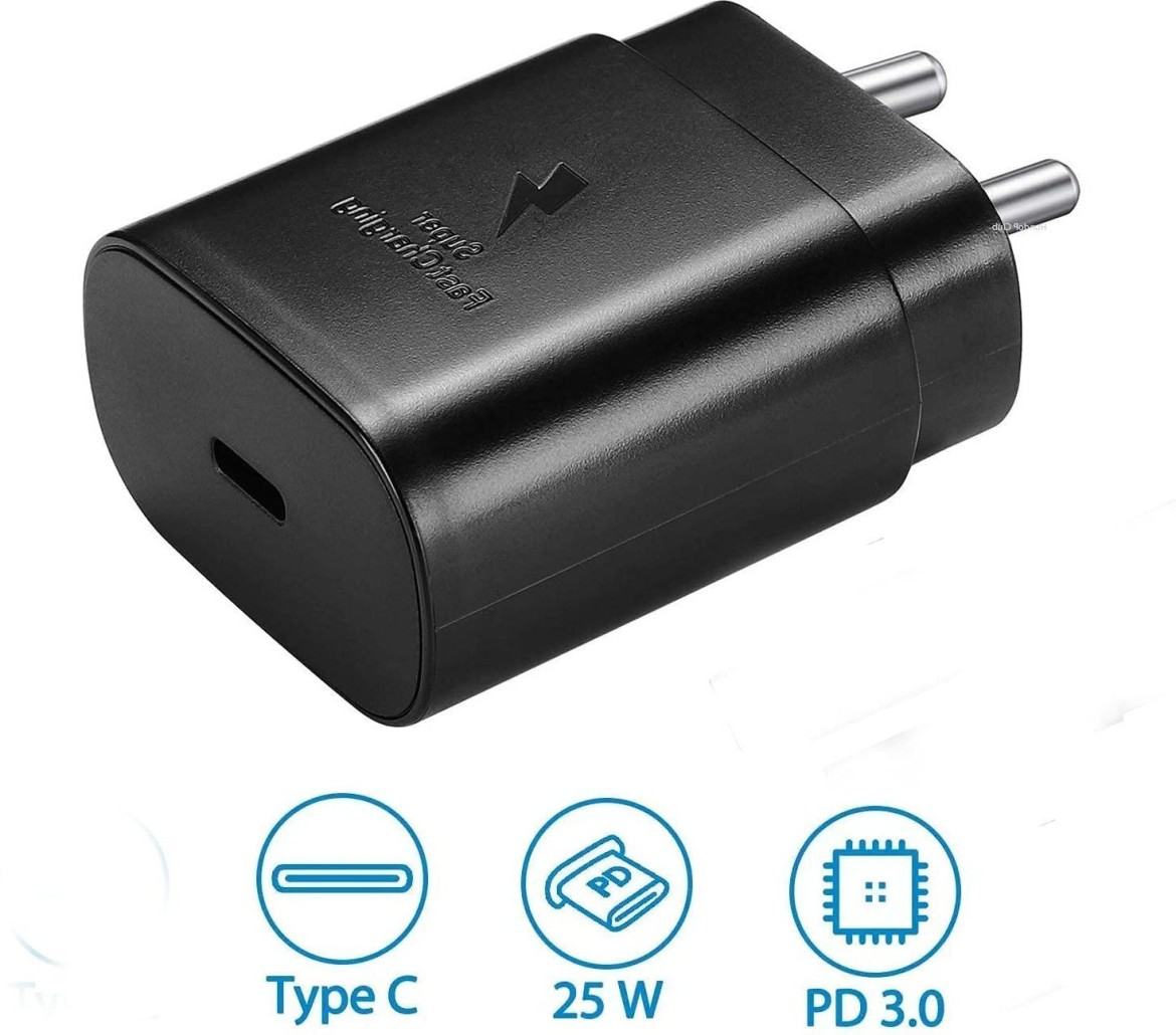 25W USB-C Super Fast Charging Adapter Charger Compatible with Samsung Devices (Black)