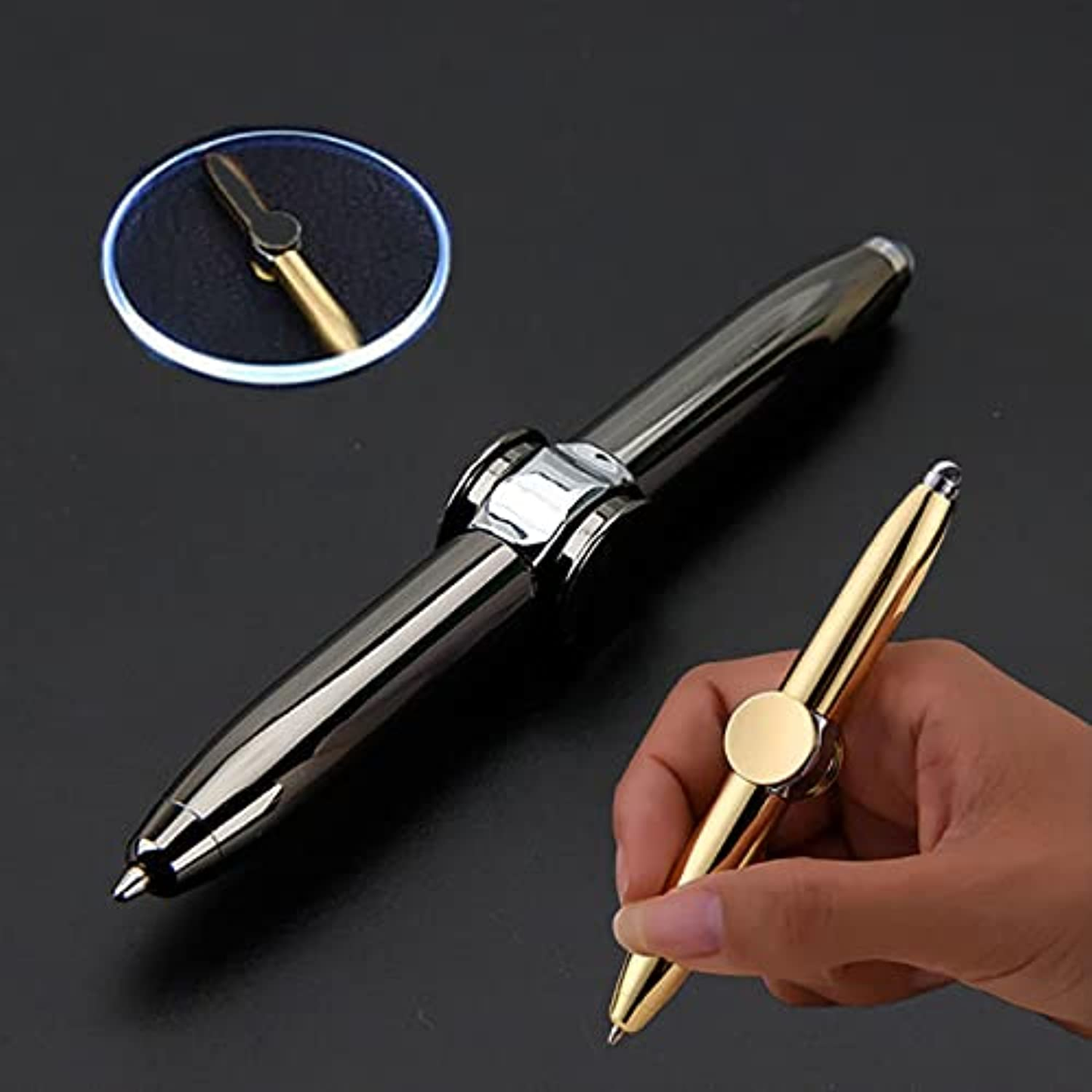 Spinning Gyro Pen with LED Light to Help ADHD Stress Reducer (Grey)