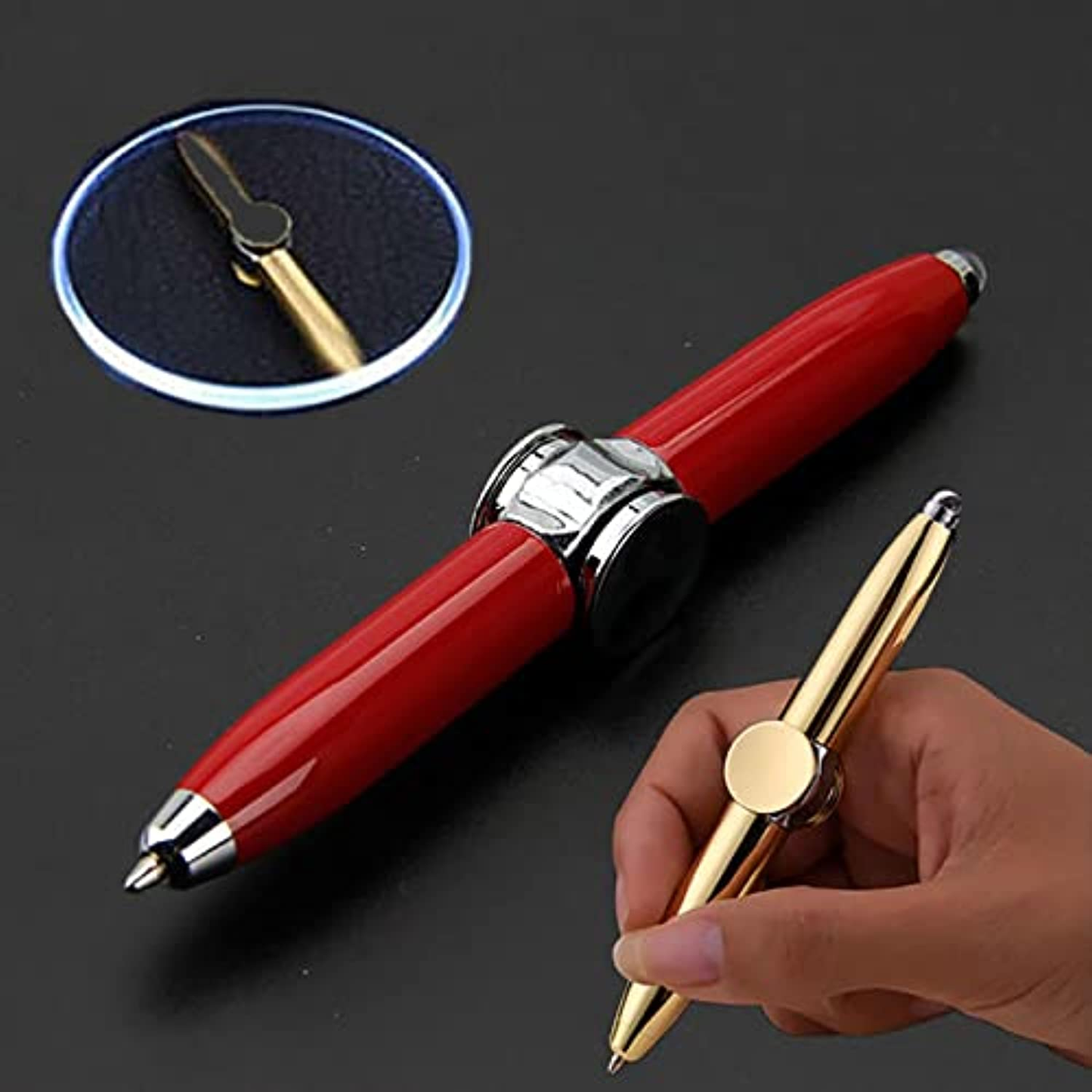 Spinning Gyro Pen with LED Light to Help ADHD Stress Reducer (Red)